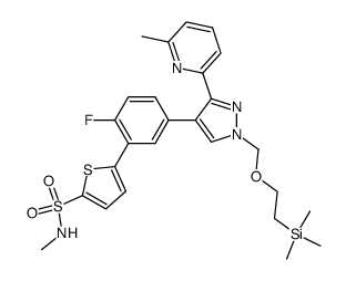 5-[2-fluoro-5-(3-(6-methylpyridin-2-yl)-1-{[2-(trimethylsilyl)ethoxy]methyl}-1H-pyrazol-4-yl)phenyl]-N-methylthiophene-2-sulfonamide结构式