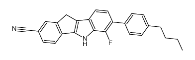 7-(4-Butyl-phenyl)-6-fluoro-5,10-dihydro-indeno[1,2-b]indole-2-carbonitrile结构式