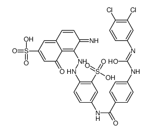 6-amino-5-[[4-[[4-[[[(3,4-dichlorophenyl)amino]carbonyl]amino]benzoyl]amino]-2-sulphophenyl]azo]-4-hydroxynaphthalene-2-sulphonic acid结构式