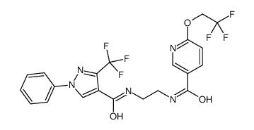 6-(2,2,2-三氟乙氧基)-n-[2-[[[1-苯基-3-(三氟甲基)-1H-吡唑-4-基]羰基]氨基]乙基]烟酰胺结构式
