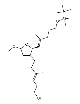 (E)-6-((2R,3R)-2-((E)-5-((tert-butyldimethylsilyl)oxy)-2-methylpent-1-en-1-yl)-5-methoxytetrahydrofuran-3-yl)-4-methylhex-3-en-1-ol Structure
