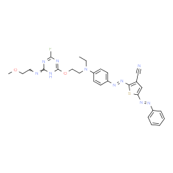 2-[[4-[Ethyl[2-[[4-fluoro-6-[(2-methoxyethyl)amino]-s-triazine-2-yl]oxy]ethyl]amino]phenyl]azo]-5-(phenylazo)thiophene-3-carbonitrile结构式