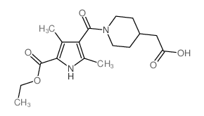 (1-{[5-(Ethoxycarbonyl)-2,4-dimethyl-1H-pyrrol-3-yl]carbonyl}piperidin-4-yl)acetic acid结构式