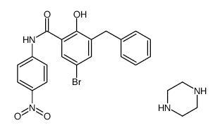 3-benzyl-5-bromo-2-hydroxy-N-(4-nitrophenyl)benzamide,piperazine结构式