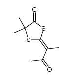 (E)-5,5-dimethyl-2-(3-oxobutan-2-ylidene)-1,3-dithiolan-4-one结构式