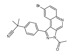 4-(3-Acetyl-8-bromo-3H-pyrazolo[3,4-c]quinolin-1-yl)-alpha,alpha-dimethylbenzeneacetonitrile Structure