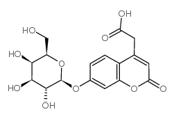 2-[2-oxo-7-[(2S,3R,4S,5R,6R)-3,4,5-trihydroxy-6-(hydroxymethyl)oxan-2-yl]oxychromen-4-yl]acetic acid Structure