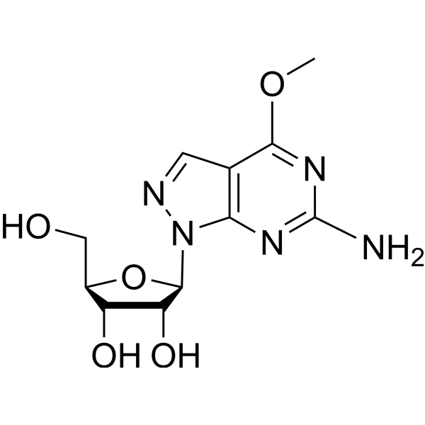 4-Methoxy-1-β-D-ribofuranosyl-1H-pyrazolo[3,4-d]pyrimidin-6-amine结构式