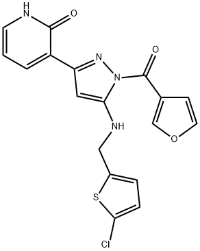 3-[5-[[(5-Chloro-2-thienyl)methyl]amino]-1-(3-furanylcarbonyl)-1H-pyrazol-3-yl]-2(1H)-pyridinone Structure