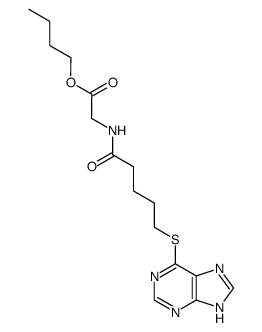 N-[5-(7(9)H-purin-6-ylsulfanyl)-pentanoyl]-glycine butyl ester Structure