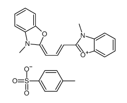 3-methyl-2-[3-(3-methyl-3H-benzoxazol-2-ylidene)prop-1-enyl]benzoxazolium p-toluenesulphonate structure