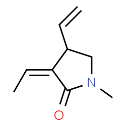 2-Pyrrolidinone, 4-ethenyl-3-ethylidene-1-methyl-, (3Z)-(+)- (9CI)结构式