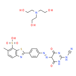2-[4-[[2-(cyanoimino)hexahydro-4,6-dioxo-5-pyrimidyl]azo]phenyl]-6-methylbenzothiazole-7-sulphonic acid, compound with 2,2',2''-nitrilotris[ethanol] (1:1) Structure