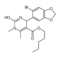 pentyl 6-(6-bromo-1,3-benzodioxol-5-yl)-3,4-dimethyl-2-oxo-1,6-dihydropyrimidine-5-carboxylate结构式