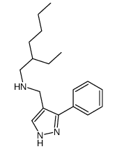 2-ethyl-N-[(5-phenyl-1H-pyrazol-4-yl)methyl]hexan-1-amine结构式