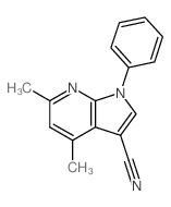 3,5-dimethyl-9-phenyl-2,9-diazabicyclo[4.3.0]nona-2,4,7,10-tetraene-7-carbonitrile结构式