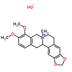 9,10-Dimethoxy-7-methyl-5,8,13,13a-tetrahydro-6H-[1,3]dioxolo[4,5-g]isoquinolino[3,2-a]isoquinolin-7-ium hydroxide结构式