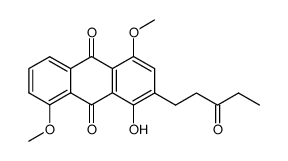 4-Hydroxy-1,5-dimethoxy-3-(3-oxopentyl)-9,10-anthrachinon Structure