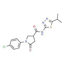 1-(4-chlorophenyl)-5-oxo-N-[5-(propan-2-yl)-1,3,4-thiadiazol-2-yl]pyrrolidine-3-carboxamide结构式