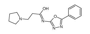 N-(5-phenyl-1,3,4-oxadiazol-2-yl)-3-pyrrolidin-1-ylpropanamide结构式