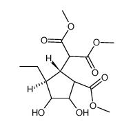 2-((1S,2S)-2-Ethyl-3,4-dihydroxy-5-methoxycarbonyl-cyclopentyl)-malonic acid dimethyl ester结构式