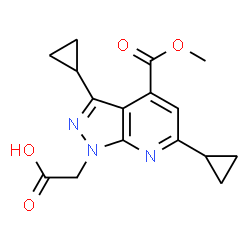 [3,6-Dicyclopropyl-4-(methoxycarbonyl)-1H-pyrazolo[3,4-b]pyridin-1-yl]acetic acid Structure