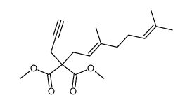 methyl 5,9-dimethyl-2-(methoxycarbonyl)-2-(propyn-3'-yl)deca-4(E),8-dienoate结构式