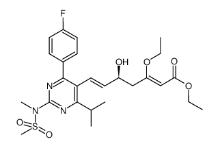 (S)-trans-ethyl 3-ethoxy-7-(4-(4-fluorophenyl)-6-isopropyl-2-(N-methylmethylsulfonamido)pyrimidin-5-yl)-5-hydroxyhept-2,6-dienoate结构式