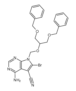 4-amino-6-bromo-5-cyano-7-[[1,3-bis(benzyloxy)-2-propoxy]methyl]pyrrolo[2,3-d]pyrimidine结构式