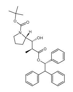 (S)-tert-butyl 2-((1R,2S)-1-hydroxy-2-methyl-3-oxo-3-((S)-1,2,2-triphenylethoxy)propyl)pyrrolidine-1-carboxylate Structure
