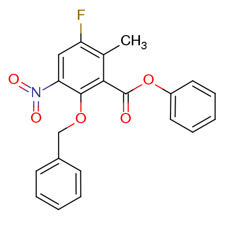 2-Benzyloxy-5-fluoro-6-methyl-3-nitro-benzoic acid phenyl ester Structure