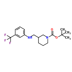 2-Methyl-2-propanyl 3-({[3-(trifluoromethyl)phenyl]amino}methyl)-1-piperidinecarboxylate结构式