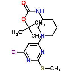 2-Methyl-2-propanyl {1-[6-chloro-2-(methylsulfanyl)-4-pyrimidinyl]-3-piperidinyl}carbamate图片