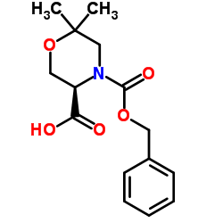 (3R)-4-[(Benzyloxy)carbonyl]-6,6-dimethyl-3-morpholinecarboxylic acid结构式