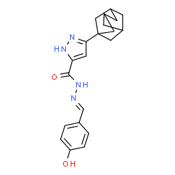 3-((1S,3s)-adamantan-1-yl)-N-((E)-4-hydroxybenzylidene)-1H-pyrazole-5-carbohydrazide structure