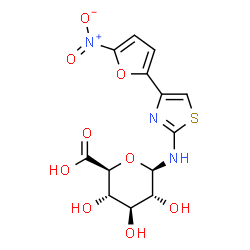 1-(2-amino-4-(5-nitro-2-furyl)-2-thiazolyl)-1-deoxyglucopyranuronic acid structure