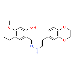 2-(4-(2,3-dihydrobenzo[b][1,4]dioxin-6-yl)-1H-pyrazol-3-yl)-4-ethyl-5-methoxyphenol结构式