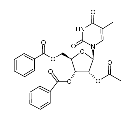 1-(2-O-acetyl-3,5-di-O-benzoyl-β-D-ribofuranosyl)-5-methyluracil Structure