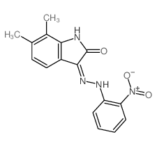 6,7-dimethyl-3-[2-(2-nitrophenyl)hydrazinyl]indol-2-one结构式