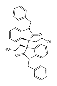 (3S,3'S)-1,1'-dibenzyl-3,3'-bis(2-hydroxyethyl)-[3,3'-biindoline]-2,2'-dione结构式