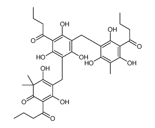 2-butanoyl-4-[[3-butanoyl-5-[(3-butanoyl-2,4,6-trihydroxy-5-methylphenyl)methyl]-2,4,6-trihydroxyphenyl]methyl]-3,5-dihydroxy-6,6-dimethylcyclohexa-2,4-dien-1-one Structure