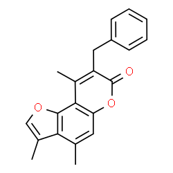 8-benzyl-3,4,9-trimethylfuro[2,3-f]chromen-7-one structure