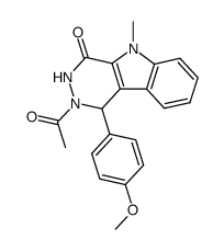 2-acetyl-1-(4-methoxy-phenyl)-5-methyl-1,2,3,5-tetrahydro-pyridazino[4,5-b]-indol-4-one结构式