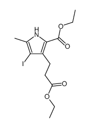 3-(2-ethoxycarbonyl-ethyl)-4-iodo-5-methyl-pyrrole-2-carboxylic acid ethyl ester结构式