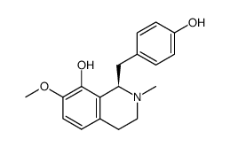 [2R,(-)]-1,2,3,4-Tetrahydro-1-[(4-hydroxyphenyl)methyl]-7-methoxy-2-methyl-8-isoquinolinol结构式