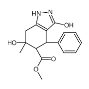 methyl (4S,5R,6S)-6-hydroxy-6-methyl-3-oxo-4-phenyl-2,4,5,7-tetrahydro-1H-indazole-5-carboxylate结构式