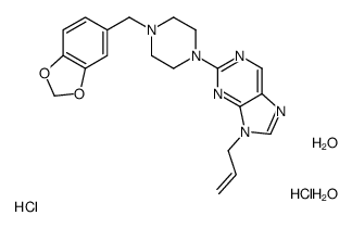 2-[4-(1,3-benzodioxol-5-ylmethyl)piperazin-1-yl]-9-prop-2-enylpurine,dihydrate,dihydrochloride Structure