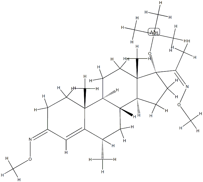 6α-Methyl-17-(trimethylsiloxy)pregn-4-ene-3,20-dione bis(O-methyl oxime) structure