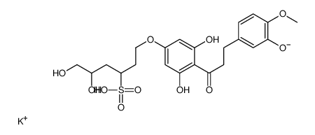 1-(3,5-Dihydroxy-4-(3-(3-hydroxy-4-methoxyphenyl)-1-oxopropyl)phenoxy)-5,6-dihydroxy-3-hexanesulfonic acid monopotassium salt结构式