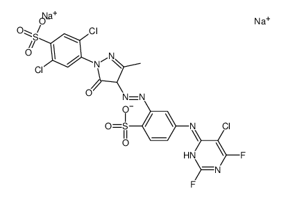 disodium,2,5-dichloro-4-[4-[[5-[(5-chloro-2,6-difluoropyrimidin-4-yl)amino]-2-sulfonatophenyl]diazenyl]-3-methyl-5-oxo-4H-pyrazol-1-yl]benzenesulfonate Structure